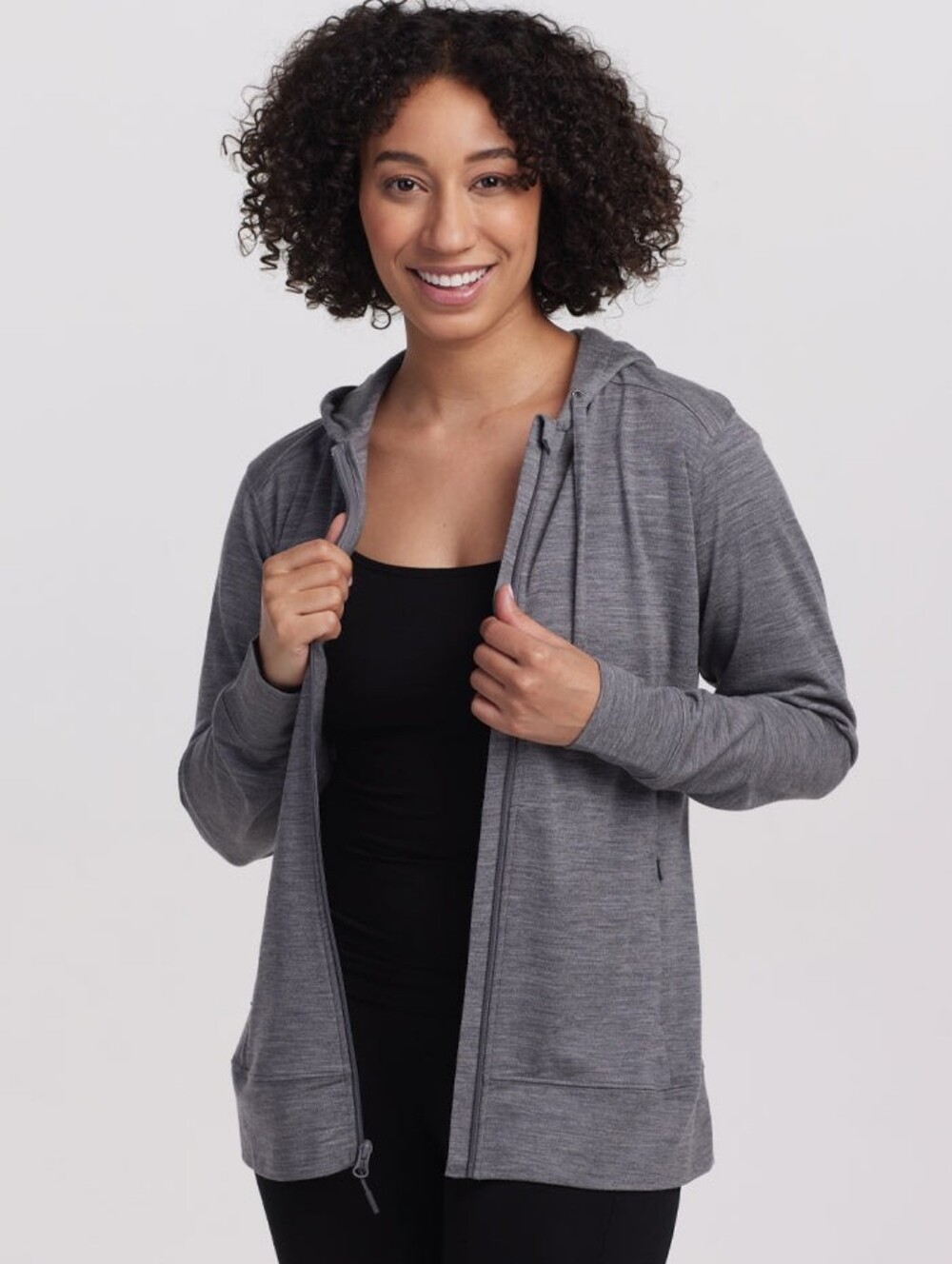 NEW WOOLX Ryann Hoodie Women's Small Merino Wool Full Zip All Season Graphite